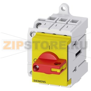 Главный выключатель 3-пол., Iu 16A рабоч.коммутация при AC-23 A при 400В 7,5кВт уст.в распред.шкаф базовая устан. с ручкой красный/желтый с доп. конт. 1NO+1NC Siemens 3LD3030-1TK13 