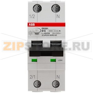 Выключатель дифференциального тока, автоматический, DS201 B16 A10 ABB 2CSR255180R0165 