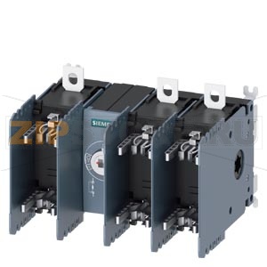 Выключатель-разъединитель с предохранителями 3KF SITOR, 125 A, типоразмер 2, 3-пол., для ножевых предохр. типоразмер 000 и 00 для полупроводниковой защиты, фронт.управл.механизм, по центру, баз.устр-во без ручки, плоские клеммы, без предохранителей Siemen 