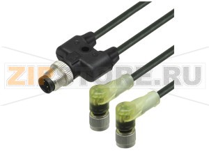 Сплиттер датчика-исполнительного устройства Y connection cable V1-W-E2-BK1M-PUR-A-T-V1-G Pepperl+Fuchs Описание оборудованияY connecting cable, M12 to 2xM12, 4-pin, PUR cable