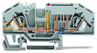2-conductor fuse terminal block; for automotive blade-style fuses; with test option; with blown fuse indication by LED; 24 V; for DIN-rail 35 x 15 and 35 x 7.5; 6 mm; CAGE CLAMP®; 6,00 mm; gray Wago 282-698/281-413
