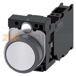 КНОПКА, 22MM, КРУГЛАЯ, ПЛАСТИК С МЕТАЛЛИЧЕСКИМ ФРОНТАЛЬНЫМ КОЛЬЦОМ, БЕЛАЯ, ПЛОСКАЯ КНОПКА, КОНТАКТЫ МГНОВЕННОГО ДЕЙСТВИЯ, С ДЕРЖАТЕЛЕМ, 1NO+1NC, ПРУЖИННЫЕ КЛЕММЫ, С ГРАВИРОВКОЙ ЛАЗЕРОМ, SYMBOL NUMBER ACC. TO, ISO7000 OR IEC60417 Siemens 3SU1130-0AB60-3FA0 