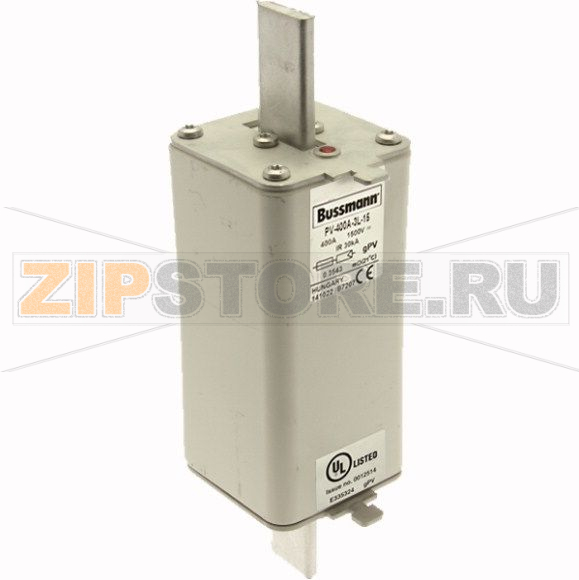 Предохранитель, 400 A, DC 1000 В, 50 кА, 3L, 75x91x205 мм, gPV, UL, IEC Eaton FUSE 400A 1000V 3 