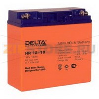 Delta HR 12-18 Свинцово-кислотный аккумулятор (АКБ) Delta HR 12-18: Напряжение - 12 В; Емкость - 18 Ач; Габариты: 181 мм x 76 мм x 167 мм, Вес: 5,85 кгТехнология аккумулятора: AGM VRLA Battery