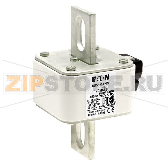 Предохранитель, 1500 A, AC 690 В, 200 кА, size 3, 76x92x135 мм, aR, IEC UL Eaton FUSE 1500A 69 