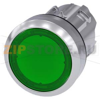 АКТУАТОР КНОПКИ С ВОЗМОЖНОСТЬЮ ПОДСВЕТКИ, 22MM, КРУГЛ., ГЛЯНЦЕВЫЙ МЕТАЛЛ, КНОПКА ЗЕЛЁНАЯ ПЛОСКАЯ, БЕЗ ФИКСАЦИИ Siemens 3SU1051-0AB40-0AA0