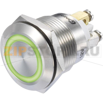 Кнопка 48 В/DC, 3 А, 1 x выкл/вкл, без фиксации, IP65, 1 шт TRU Components GQ19F-10E/G/12V/S 