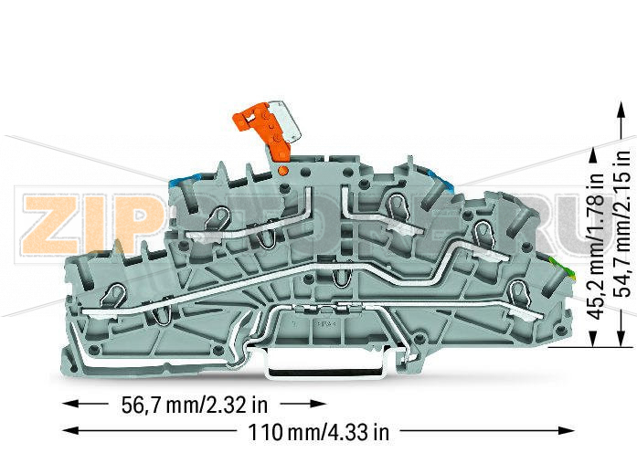 Многоуровневые клеммы для монтажа; 4 mm; с поворотным ножевым размыкателем; NT/L/PE; Push-in CAGE CLAMP®; 2,50 mm; серые Wago 2003-6641 