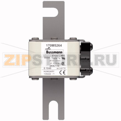 Предохранитель, 800 A, AC 690 В, 200 кА, DIN, 2, 61x77x138 мм, aR, DIN, IEC Eaton FUSE 800A 690 
