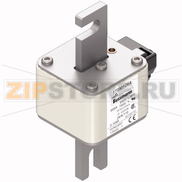 Предохранитель, 800 A, AC 690 В, 200 кА, DIN, 2, 61x77x138 мм, aR, DIN, IEC Eaton FUSE 800A 690 