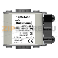 Предохранитель, 800 A, AC 690 В, 200 кА, size 1, aR, IEC UL Eaton FUSE 800A 690V 1BKN/50 AR UC