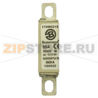 Предохранитель, 80 A, AC 660 В, 200 кА, size 0000, 18x19x80 мм, aR, UL Eaton FUSE 80A 660V 000