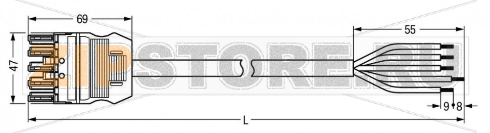 Кабель соединительный; Eca; розетка/открытая; 5-полюсов; код. A; H05VV-F 5G 1,5 мм; 5 м; 1,50 mm; белые Wago 771-9995/106-502 Protected against mismating and maintenance-freeAdditional variable coding is possible....