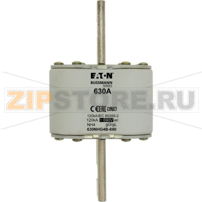 Предохранитель, 630 A, AC 690 В, 120 кА, NH4, gL/gG, IEC Eaton NH FUSE 630A 690V GG SIZE 4 