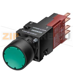 КОМПЛЕКТНОЕ УСТРОЙСТВО ДИАМ. 16MM КНОПКА ПЛОСКАЯ ЗЕЛЕНАЯ, 1НO Siemens 3SB2202-0AE01 