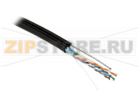 Hyperline FUTP4-C5E-S24-2SW-OUT-PE-BK-500 (FTP4-C5E-SOLID-2SW-OUTDOOR-40-500) (500 м) Кабель витая пара F/UTP, кат.5e, 4 пары(24AWG),одножил.(solid),экран-фольга,с усил.металл.тросом, внешний, PE, -40°C-+50°C, черный - гарантия: 15 лет компонентная