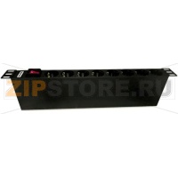 Hyperline SHE19-8SH-S-IEC Блок розеток 19'', 250В, 1U, 16А, 8 розеток Schuko, с выключателем, алюминиевый корпус, разъем IEC 60320 C14