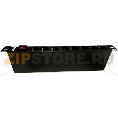 Hyperline SHE19-8SH-S-IEC Блок розеток 19&#039;&#039;, 250В, 1U, 16А, 8 розеток Schuko, с выключателем, алюминиевый корпус, разъем IEC 60320 C14 