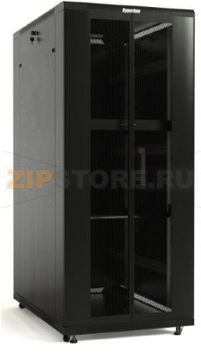 TTB-3268-DD-RAL9004 Hyperline TTB-3268-DD-RAL9004 Шкаф напольный 19-дюймовый, 32U, 1610x600х800 мм (ВхШхГ), передняя и задняя распашные перфорированные двери (75%), ручка с замком, крыша нового типа, цвет черный (RAL 9004) (разобранный) 