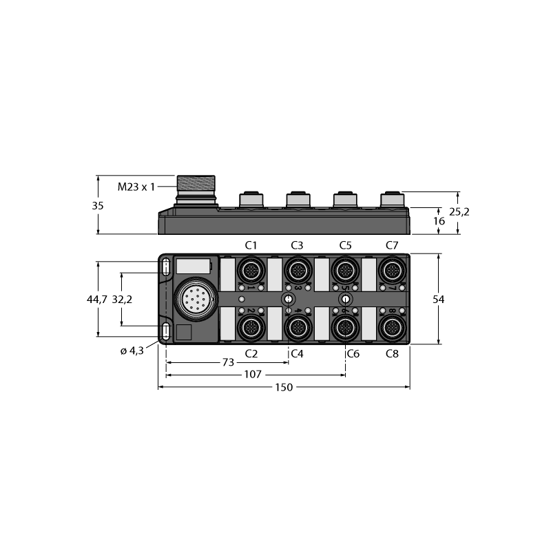 Коробка распределительная, пассивная, M12x1 Turck TB-8M12-4-CS12T 