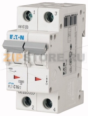 Выключатель автоматический 1,5А, кривая откл. B, 2 полюс, откл. способ. 10 кА Eaton PL7-B1,5/2 
